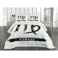 thumbnail image 3 of Ambesonne Virgo Quilted Bedspread Set 3 Pcs, Zodiac Virgo, King Size, Black White, 3 of 5