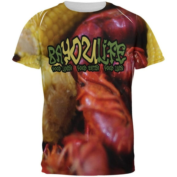 Bayou Life Crawfish Boil Cajun Louisiana All Over Mens T Shirt Multi MD