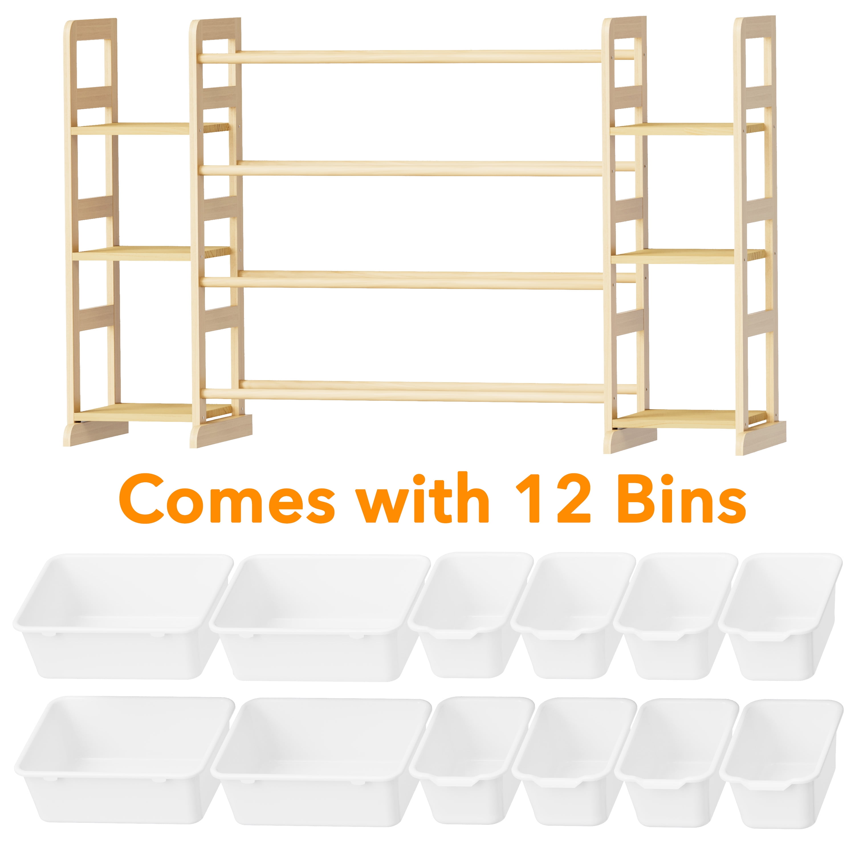 SpaceAid Toy Storage Organizer, Kids Bookshelf and Bookcase with 6 Shelves and 12 Bins, White