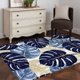 thumbnail image 4 of Blue Palm Leaves Large Area Rugs for Bedroom Living Room, Soft Non Slip Carpet Bedside Rug, Farmhouse Summer Beige Tropical Plants Rectangle Floor Cover Kitchen Accent Rug 2.7'x5' for Office, 4 of 9
