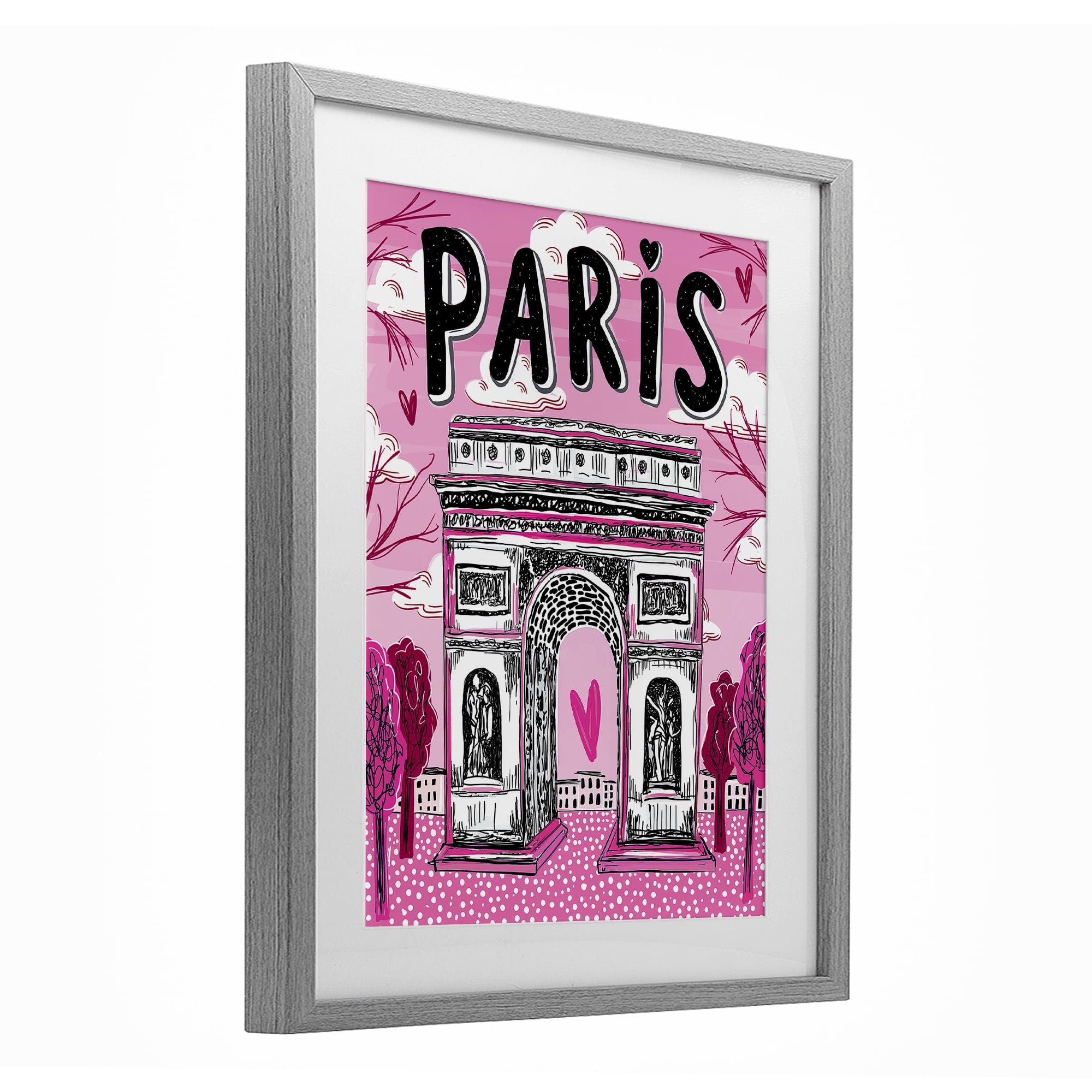 Stupell Industries Romantic Paris Arc de Triomphe Gray Framed Print Under Glass, design by Jess Stempel