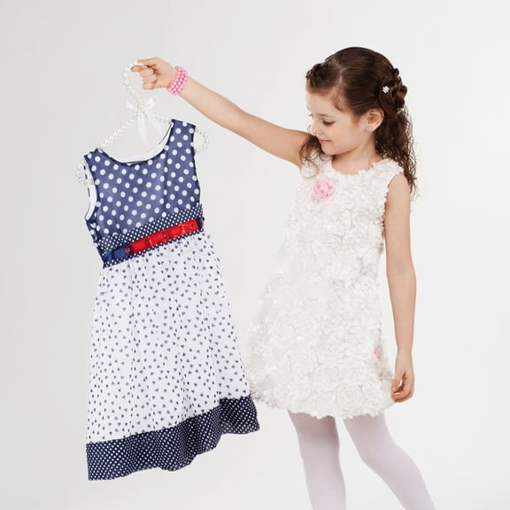 FUEENIRVA Kids Clothes Hangers 2-Pack White Plastic Beaded Design for Closet, Laundry & Wardrobe Organization