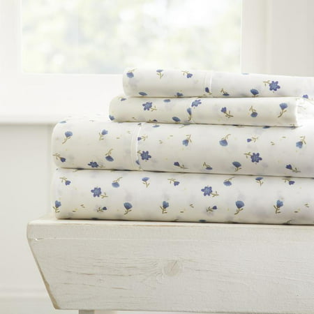 Noble Linens Premium Ultra Soft Floral Pattern 4 Piece Bed Sheet (Best Linen Bed Sheets)