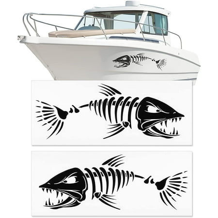 Boat Vinyl Decal Sticker Fish Life Fishing Pole Jolly Roger Skull Joke  Fisherman