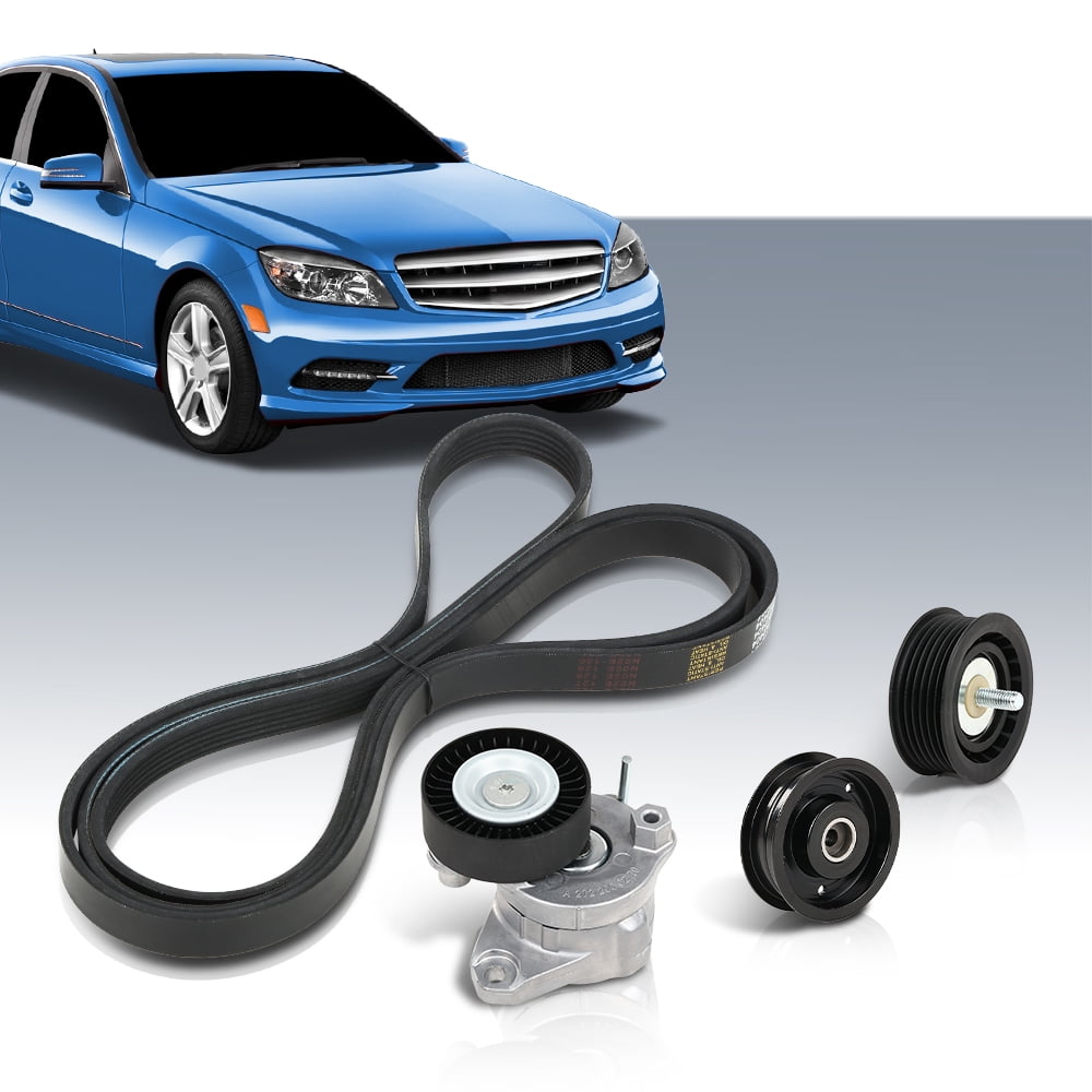 PIT66 Engine Drive Belt Tensioner & Idler Pulley Serpentine Belt kit Fit for Mercedes-Benz