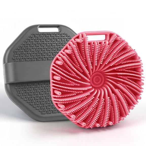 INCTUO Silicone Body Scrubber Exfoliating Shower Bath Brush 2 Pack (Grey & Pink)