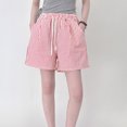 thumbnail image 4 of HongQid Womens Cotton Lounge Shorts Striped Ultra-Soft Comfy Stretch Pajama Shorts Elegant Sleepwear Red XL, 4 of 5
