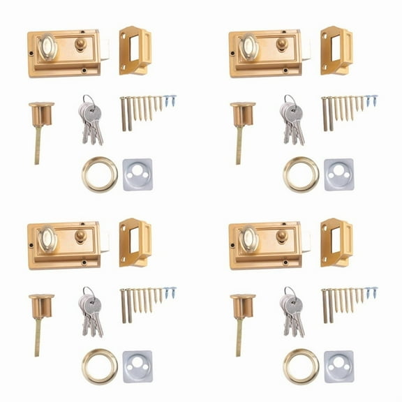 4X Zinc Cylinder Deadbolt  Lock for Night Gate Door Entrance,Gold Finish
