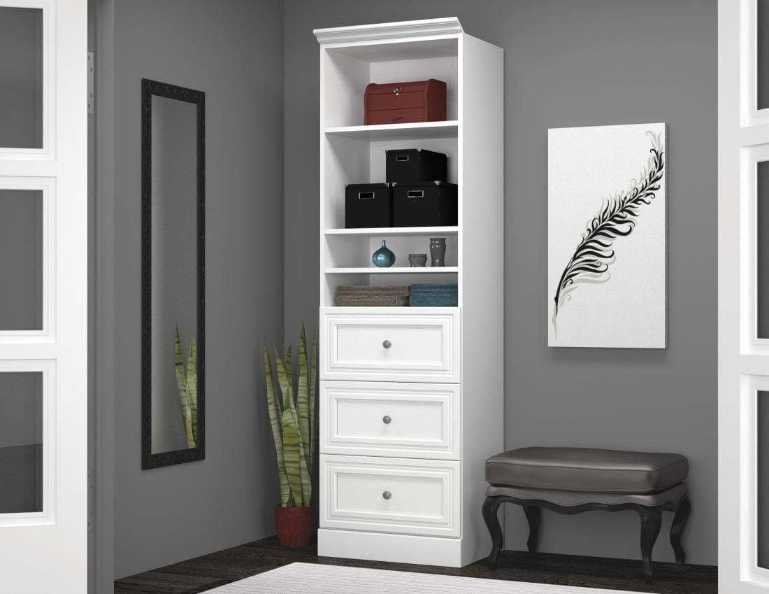 Bestar Versatile 25W Closet Organizer with Drawers in white