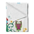 thumbnail image 2 of Owl Soft Flannel Fleece Throw Blanket, Owls in the Tree with Crazy Eyes Mosaic Dots Magic in the Air Nocturnal Wise Mascot, Cozy Plush for Indoor and Outdoor Use, 50" x 70", Multicolor, by Ambesonne, 2 of 5