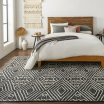 Livabliss Area Rugs for Living Room, 8x10 Bedouin Global Black Rug, Bedroom Dining Room Home Decor Stain Resistant Carpet (8' x 10')