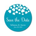 thumbnail image 1 of Darling Souvenir Round 45 Pieces Hearts Save The Date Stickers Wedding Personalized Bride Groom Names And Date Envelope Seals - Turquoise, 1 of 4