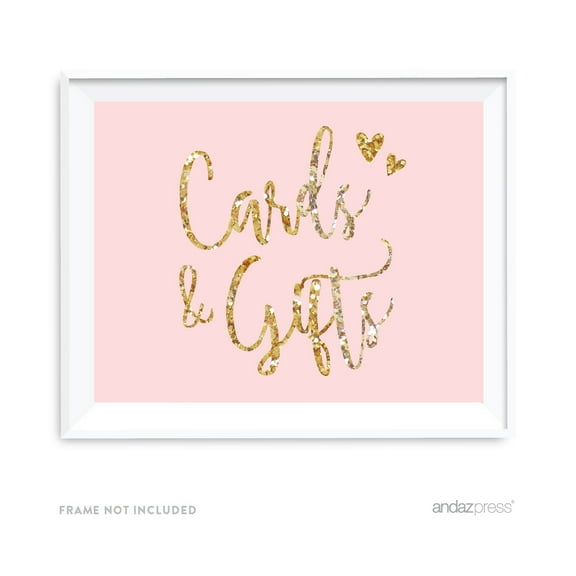 Cards & Gifts Thank You Blush Pink Gold Glitter Print Wedding Party Signs