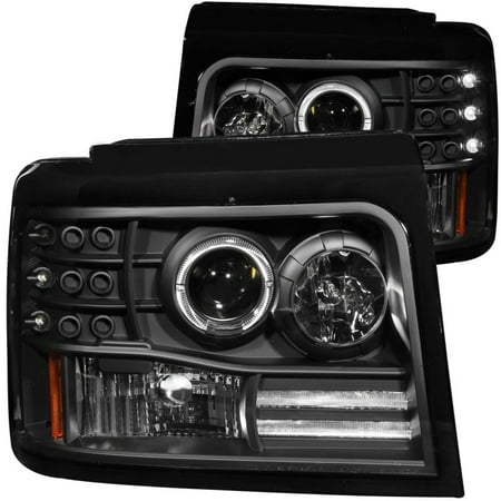 Black Projector - ANZO USA 111184 92-96 F150/F250/ BRONCO PROJECTOR HALO BLACK W/SIDE MARKER W/PARKING LIGH