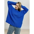 thumbnail image 6 of Women'S Autumn and Winter Round Neck Pullover Loose Casual Long Sleeve Knitted Sweater Pullover Tops Blue XL, 6 of 9