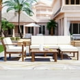 thumbnail image 2 of Harper & Bright Designs Acacia Wood Patio Conversation Set, 4 Pieces Outdoor Sectional Sofa Set with Coffee Table and Removable Cushion for Garden Backyard Patio and Poolside, Beige, 2 of 13