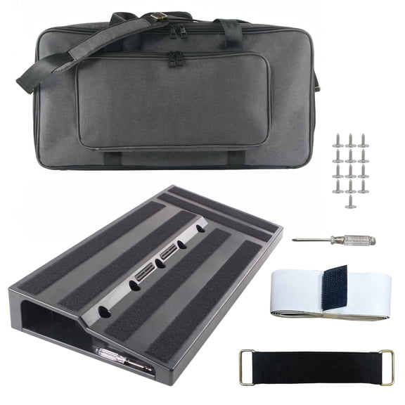 Soonbuy Guitar Pedal Board 11" x 22", Large Pedal Board with Carrying Bag, Lightweight Aluminum Alloy Effects Pedalboard with Pedal Cables Bag Hook Loop Strips for Guitar Player Bands Studio, Black