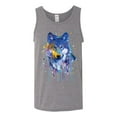 thumbnail image 2 of Wolf Painting Splatter Abstract Art Animal Lover Mens Graphic Tank Top, Heather Grey, Large, 2 of 3