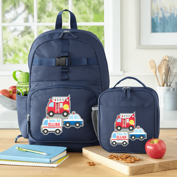 Online Personalized Fun Graphic Boys Navy Backpack + Lunchbox Available Individually or as a