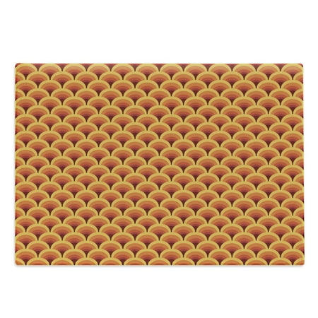 

Retro Cutting Board Groovy Squama Style Pattern with Warm Colored Moire Geometric Elements Illustration Decorative Tempered Glass Cutting and Serving Board Large Size Multicolor by Ambesonne