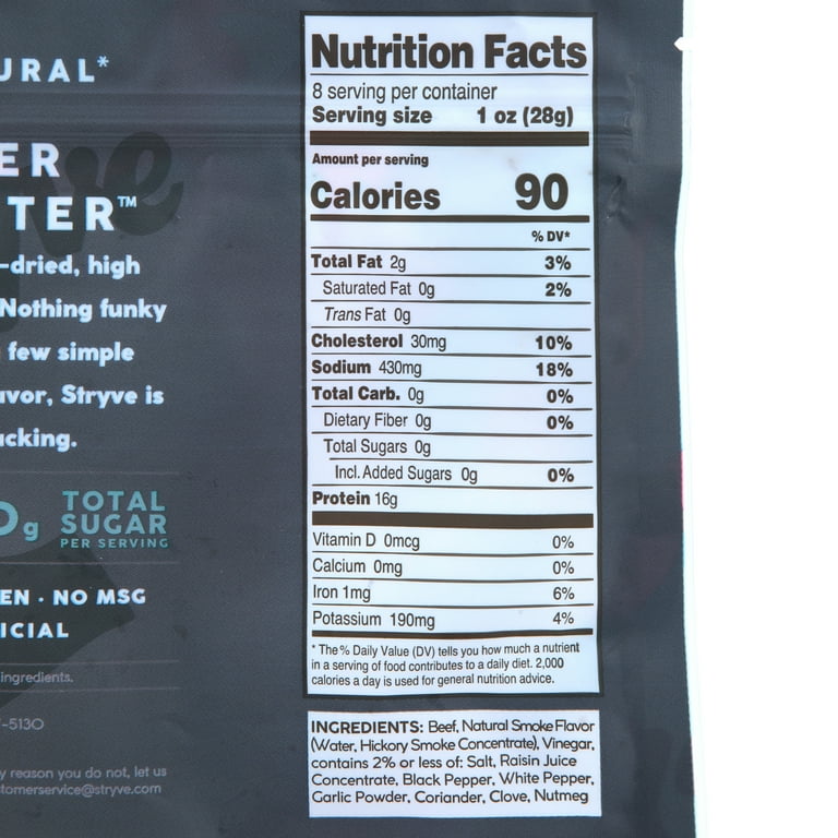 Stryve Beef Jerky Nutrition Facts informacionpublica.svet.gob.gt