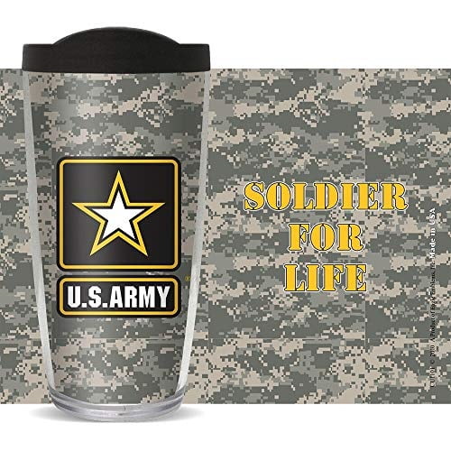 Eagle Emblems Inc 16oz US ARMY Soldier For Life Thermal Tumbler Cup