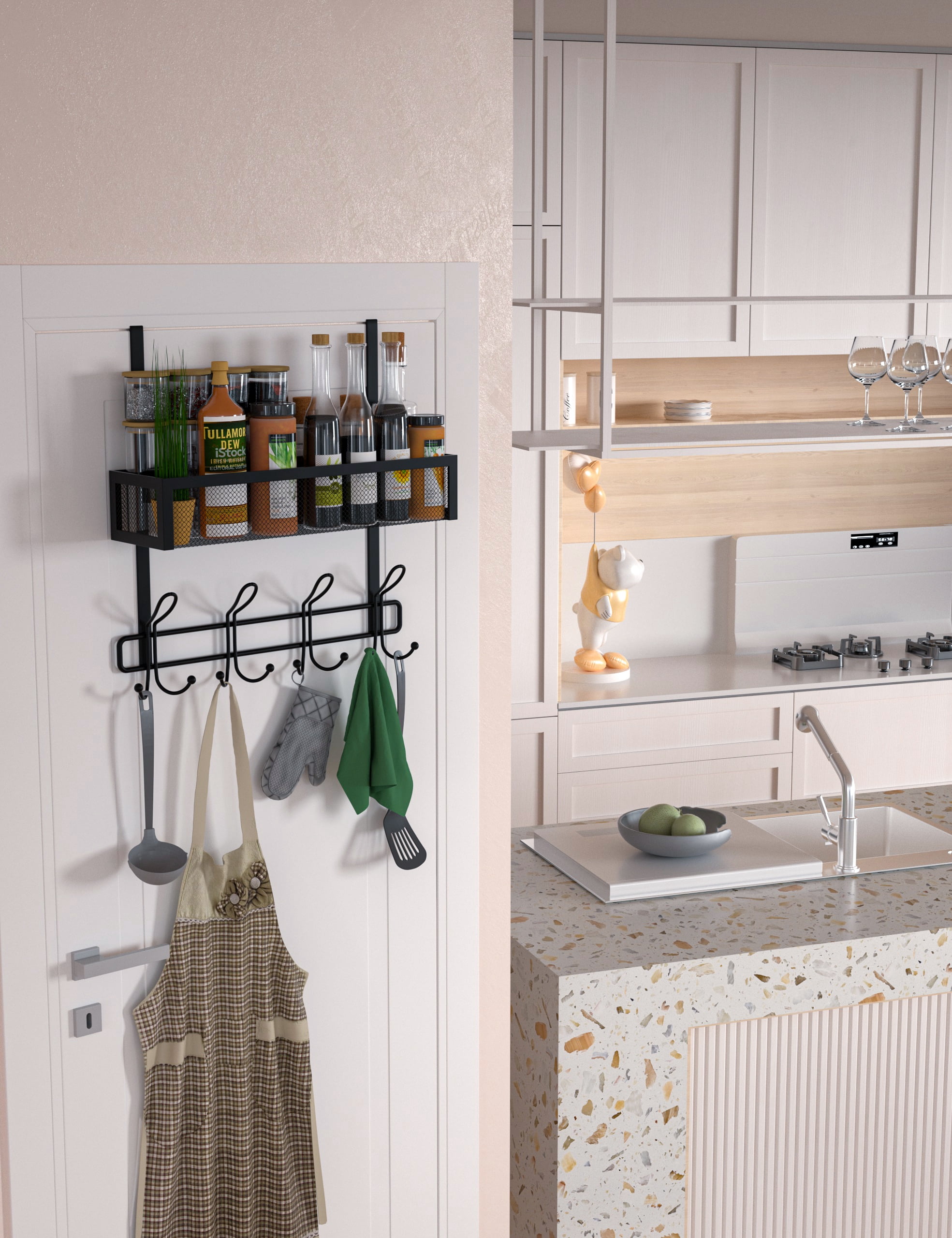 Over The Door Hooks Organizer Storage - Over The Door Hanger for Coat Rack with 12 Hooks，Over Door Storage for Bathroom,Bedroom,Kitchen,Office