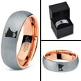 thumbnail image 4 of Tungsten Minnesota North Star State Heart Band Ring 7mm Men Women Comfort Fit 18k Rose Gold Dome Brushed Gray Polished, 4 of 4