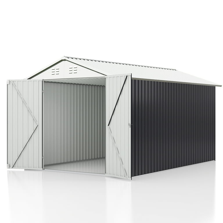 NETAJE 8x12 FT Outdoor Metal Storage Shed with Updated Frame