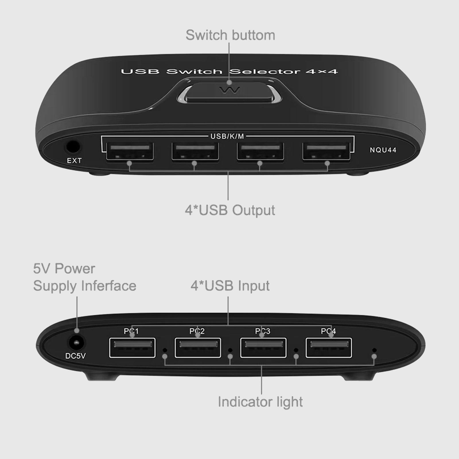 4 Port USB KVM Switcher for Shared Access to Keyboard on Multiple Computers Ensuring Compatibility