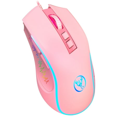 TSV Wired Gaming Mouse, RGB Backlit Computer PC Gaming Mice, Ergonomic Mouse, USB Optical Mice with 7 Buttons, 4 Adjustable DPI up to 3200, Fit for Windows 7/8/10/XP, Vista, Linux, Mac OS, Pink/Black