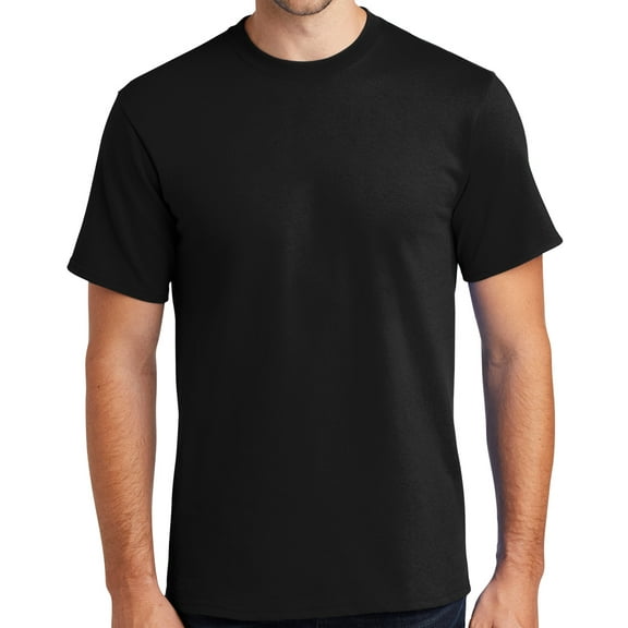 Mens Heavyweight Rugged 100% Cotton Tee Shirt, Large Jet Black (TALL SIZE)