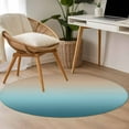 thumbnail image 5 of 3ft Round Rug, Navy Blue Brown Ombre Non-Skid Rubber Backing Large Area Rugs - Living Room Bedroom Home Office, Teal Gradient Color Modern Abstract Art Indoor Floor Mat Carpets Washable Rug, 5 of 9