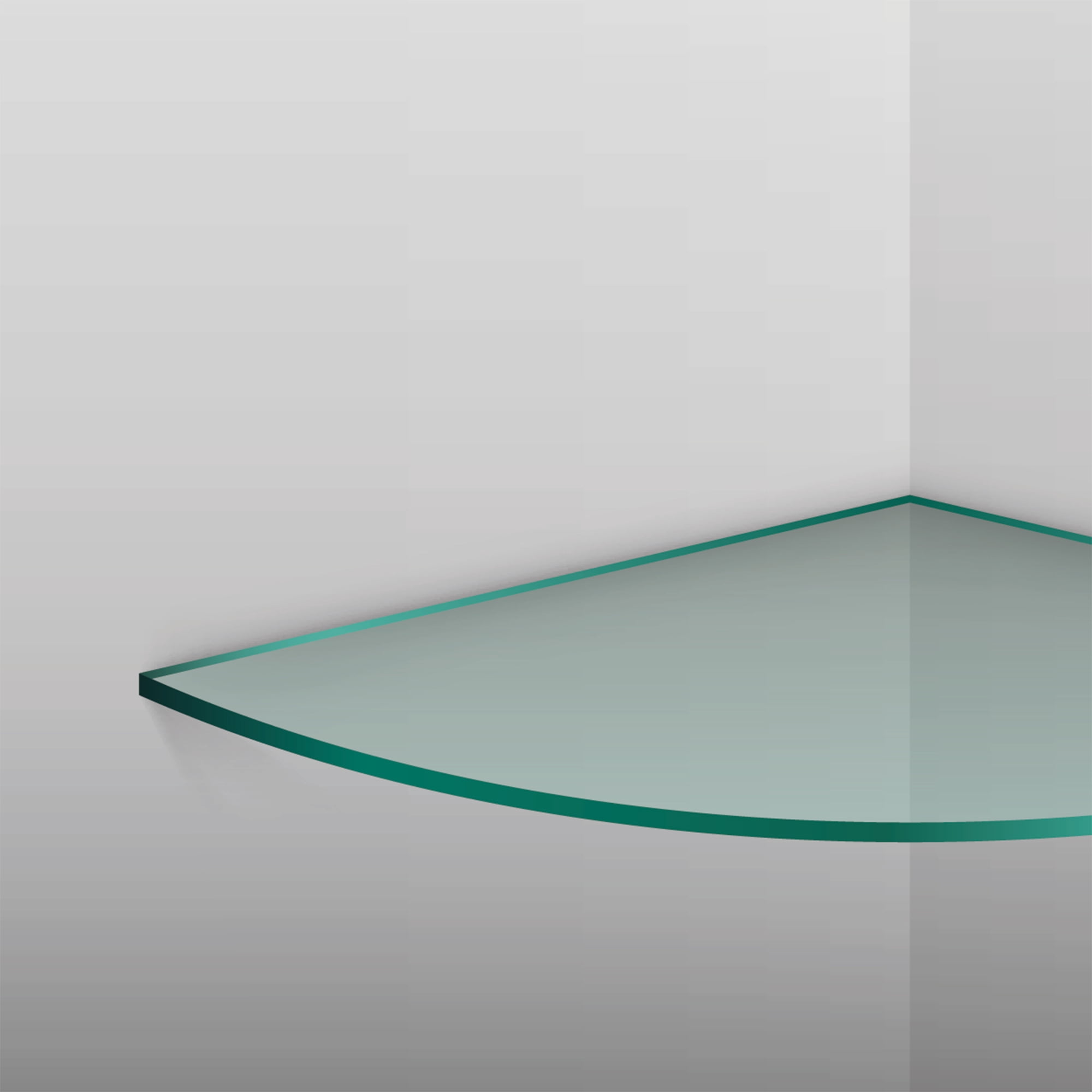 Dulles Glass 8" x 8" Quarter Round Floating Glass Shelf - Shelf Only - Tempered - 3/8" Thick - Flat Polished
