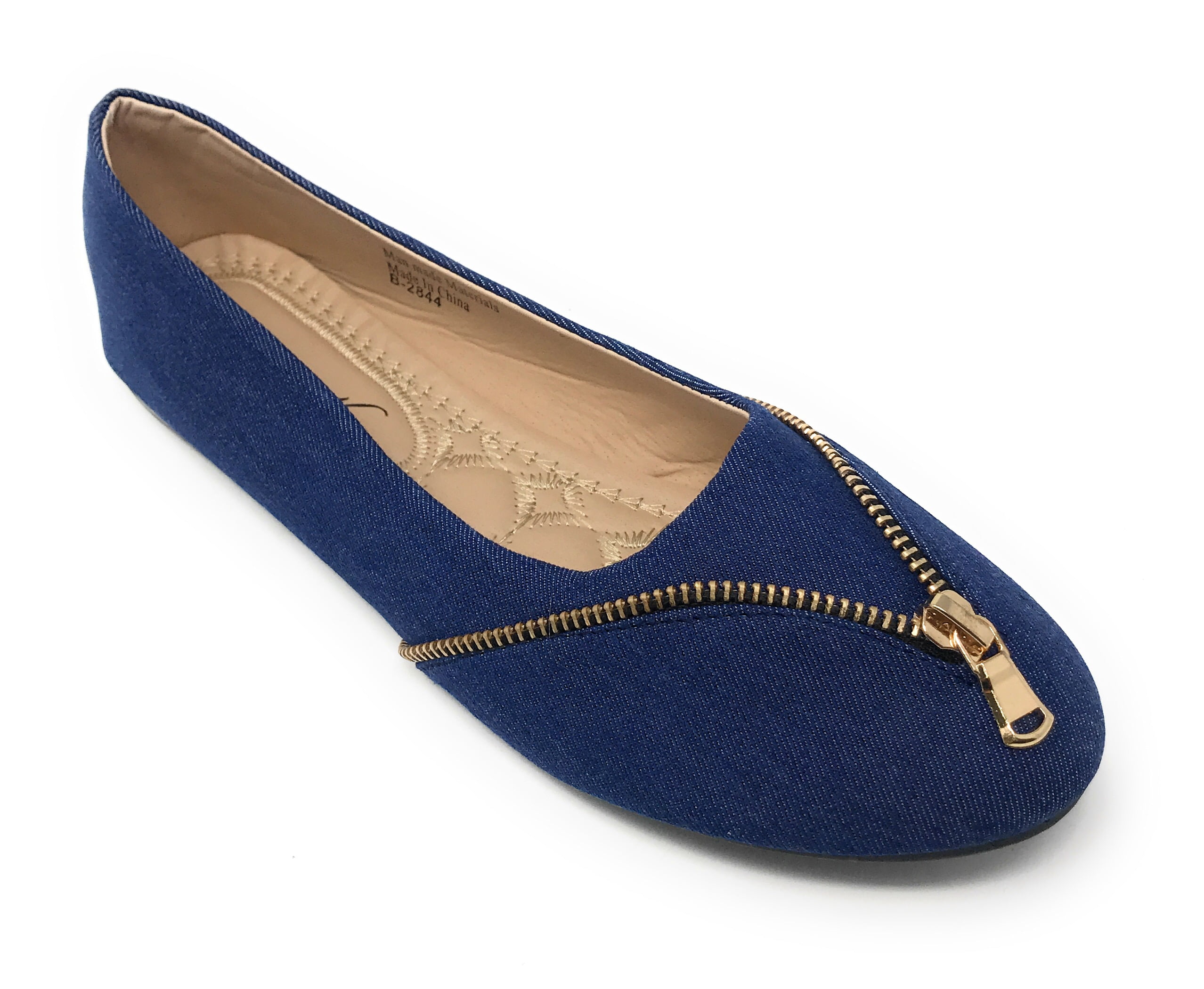 Women's Denim Slip-on Ballerina Flats with Zipper Bahrain Ubuy