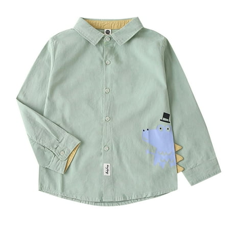 

Kids Toddler Infant Baby Boys Girls Shirt Long Sleeve Cartoon Lapel Button Down Shirt Outwear Tops