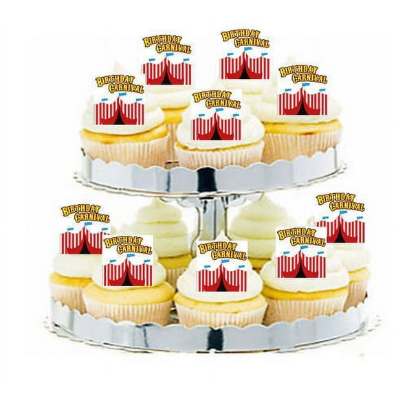24pk Birthday Carnival Edible Cupcake Decoration Toppers / Picks