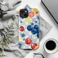thumbnail image 5 of Watercolor Fruit & Floral Checkered Phone Case for iPhone 16 15 14 13 12 11 Pro Max Plus Mini – Blueberry, Cherry & Citrus Design, Vintage Summer Aesthetic Protective Phone Cover, 5 of 6