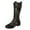 Black, variant on Vintage Embroidered Mid Calf Combat Boots for Women 2025 Retro Leather Low Heel Knee High Tall Dress Boots Black Size 6