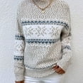 thumbnail image 2 of SWSMCLT Women's Long Sleeve Sweater Knit Christmas Pullover Sweaters Cute Chunky Warm Printed Winter Drop Shoulder Apricot Large, 2 of 4