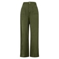 thumbnail image 3 of Women'S Corduroy Wide Leg Pants with Patch Pockets Casual Slim Fit Elastic Waist Trousers Green S, 3 of 8