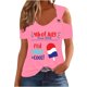 thumbnail image 1 of Tops de Hombro Frío para las Mujeres Día de la Independencia Impreso Fuera Del Hombro Blusa con Cuello en V, Fuera Del Hombro de las Mujeres, 1 of 4