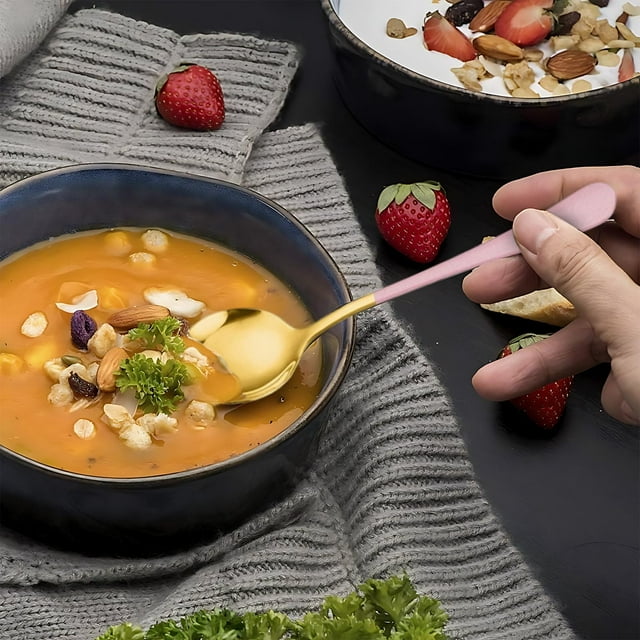 Cuillère en Acier Inoxydable Cuillère à Soupe Mignonne Cuillère de Table pour la Maison Cuillère à Dessert Cuillère à Melon D\'eau Cuillère Ronde à Long Manche