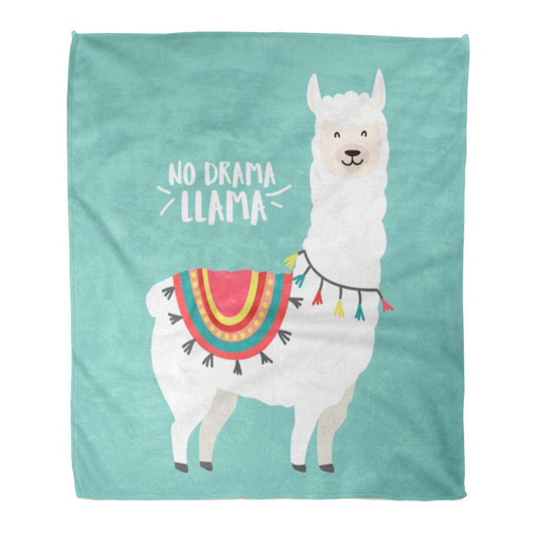 ASHLEIGH Throw Blanket 58x80 Inches Lama Cute Cartoon Llama Design with ...