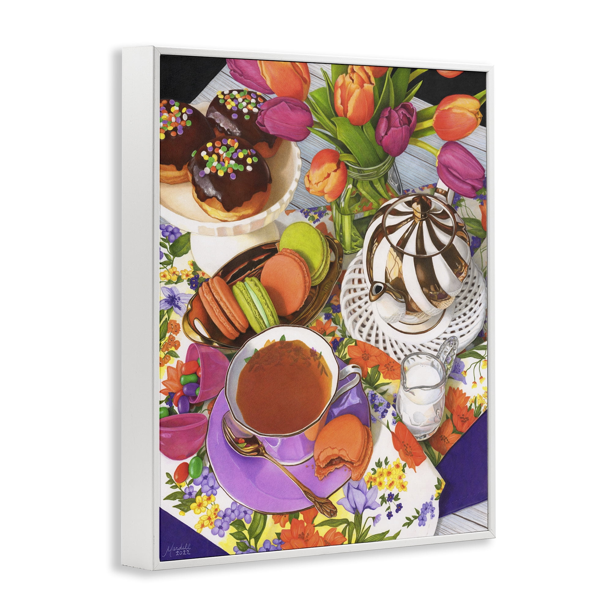 Stupell Industries Spring Tea Party Food & Beverage Painting White Framed Art Print Wall Art, 16 x 20