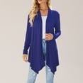 thumbnail image 2 of Ediodpoh Women Fashion Long Sleeve Cardigan for Women Autumn Lightweight Open Front Draped Mid Long Asymmetric Coat Blue L, 2 of 5