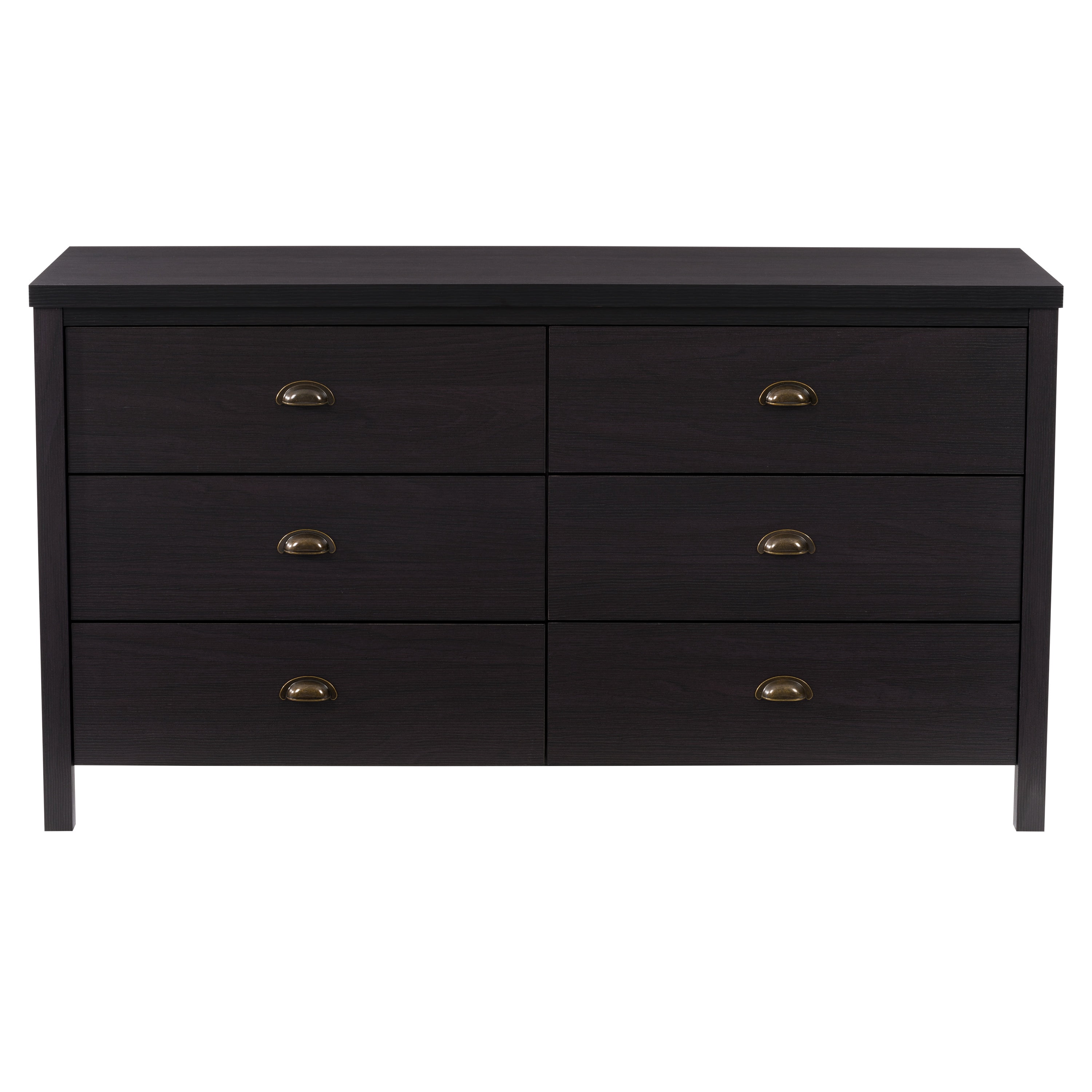 Commode CorLiving Boston moderne en bois d'ingénierie, 6 tiroirs larges pour adulte avec tiroirs emboîtables, noire
