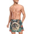 thumbnail image 3 of FORMRS Mens Swim Trunks Mesh Liner Quick Dry Casual Beach Board Shorts with Pockets, Sizes S-2XL, Flowers and Cat, 3 of 9