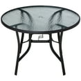 thumbnail image 1 of Outsunny Table à Manger d'Extérieur Rond en Acier de 42 Pouces avec Trou pour Parasol, Acier, 1 of 10