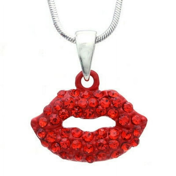 Valentine's Day Love Red Sexy Lips Necklace Chain Best Friend BFF Lady Pendant